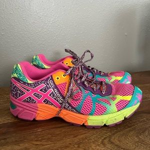 Asics Girls Gel Noosa Tri 9 C401N Pink Purple Lime Running Shoes Size 5